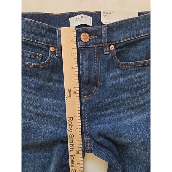 NWT Loft Outlet | Size 0 Petite | Straight Leg High Rise Jeans Raw Hem - Picture 10 of 12